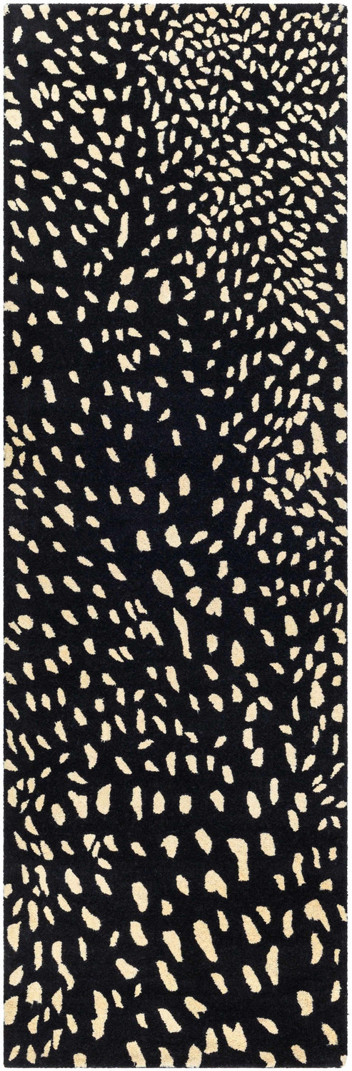 Athena Black Giraffe Print Wool Rug