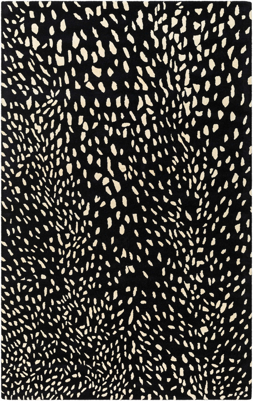 Athena Black Giraffe Print Wool Rug