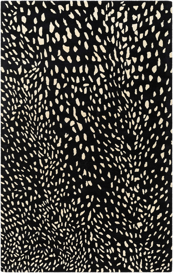 Athena Black Giraffe Print Wool Rug