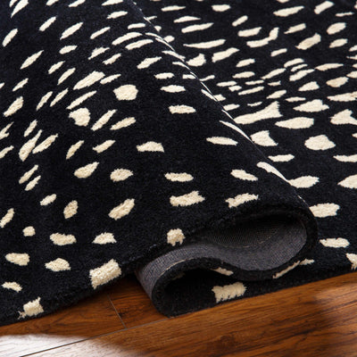 Athena Black Giraffe Print Wool Rug