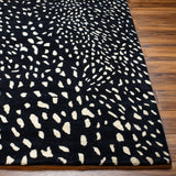Athena Black Giraffe Print Wool Rug