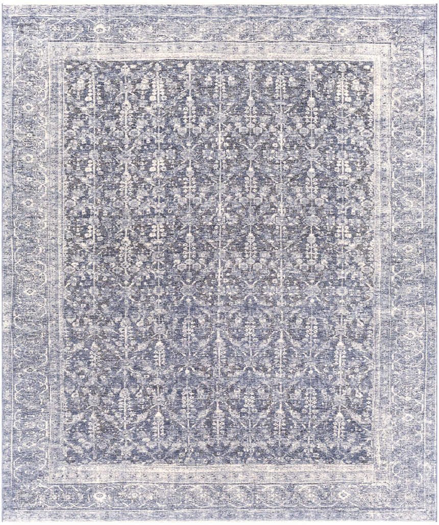 Detailed Housatonic Area Rug - Clearance in denim, light beige, and navy with a traditional oriental pattern. Design-Rectangle-710103