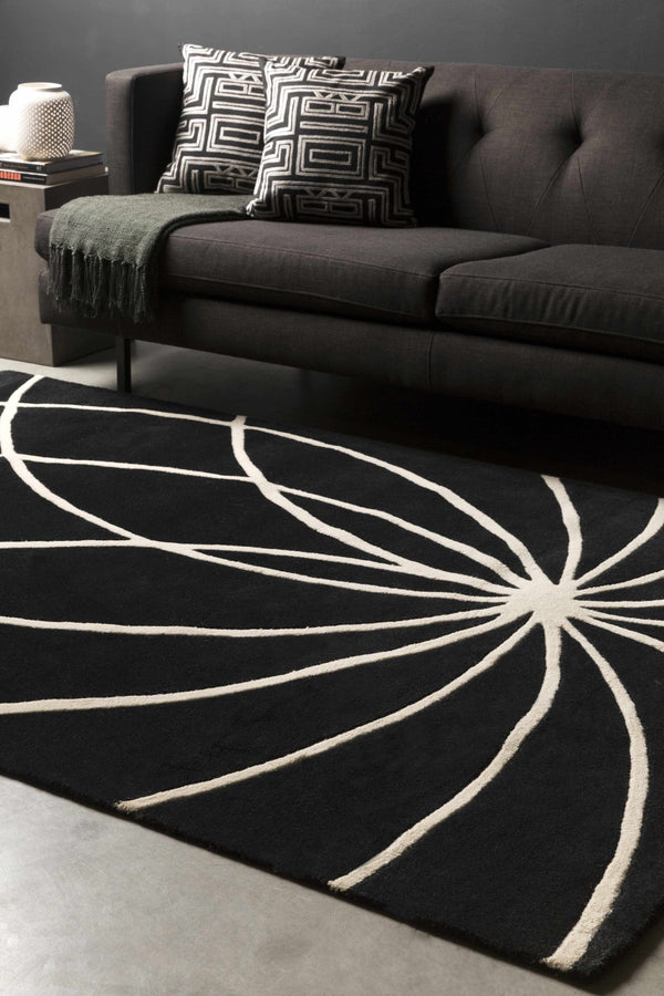 Davison Black Geometric Wool Carpet - Promo