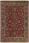 Detailed floral pattern of the hand-knotted Hornsey Area Rug in beige, black, dark brown, gray, and sage. Design-Rectangle-5686