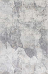 Close-up of the Hulme Gray Marble Luxe Rug, featuring a modern abstract design in charcoal, gray, and beige tones. Design-Rectangle-6796