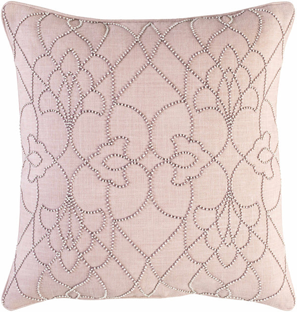 Hundleton Mauve Beaded Geometric Throw Pillow