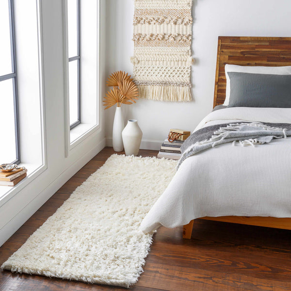 Hunters White Wool Shag Rug