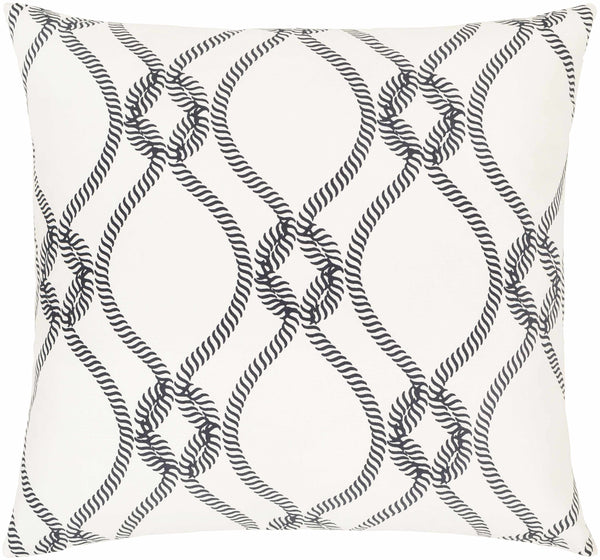 Noyes Ivory Rope Design Throw Pillow - Clearance