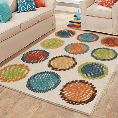 Kids Court Circle Sketch Off-White Clearance Rug