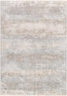 Close-up of the Ikram Thick Luxe Boutique Rug, featuring a contemporary gray, light gray, and tan abstract design. Design-Rectangle-575