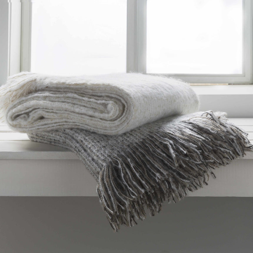 White Gray Soft Throw Blanket