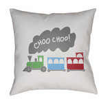 Nursery Choo Choo Decorative Green Outdoor Throw Pillow