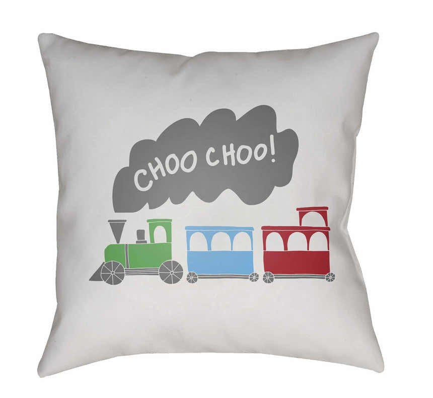 Nursery Choo Choo Decorative Green Outdoor Throw Pillow