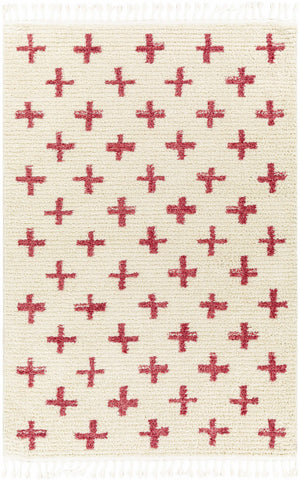 Anda Red Cross on Cream Plush Rug - Clearance