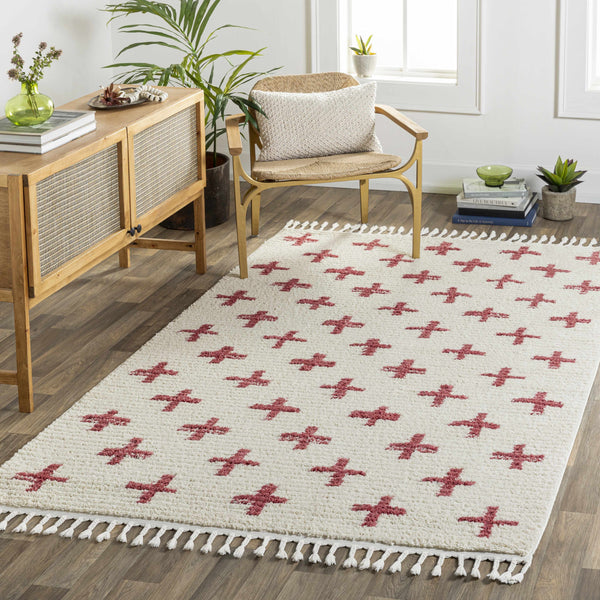 Anda Red Cross on Cream Plush Rug - Clearance