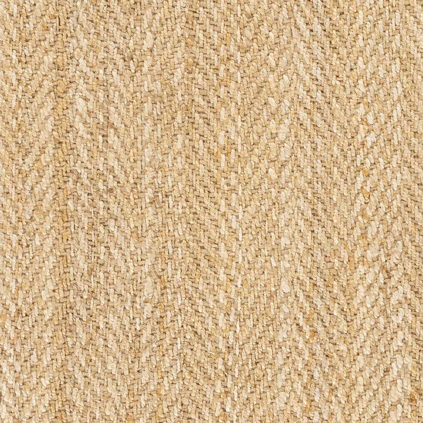 Close-up of the Inchinnan Jute Rug showing natural jute and tan colors, hand woven texture, and farmhouse style. Texture