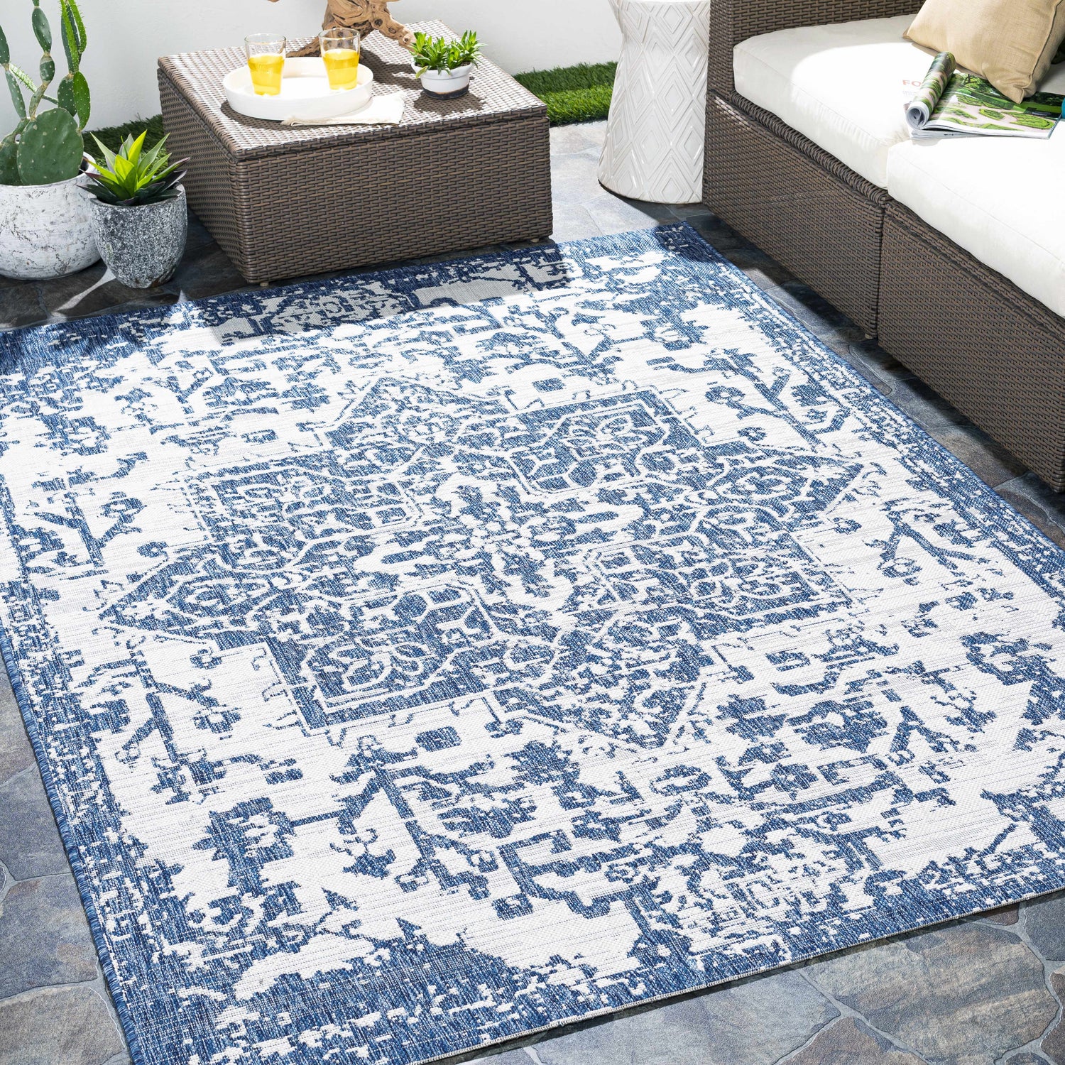 Dark Blue Kilmacolm Indoor & Outdoor Area Rug - Clearance