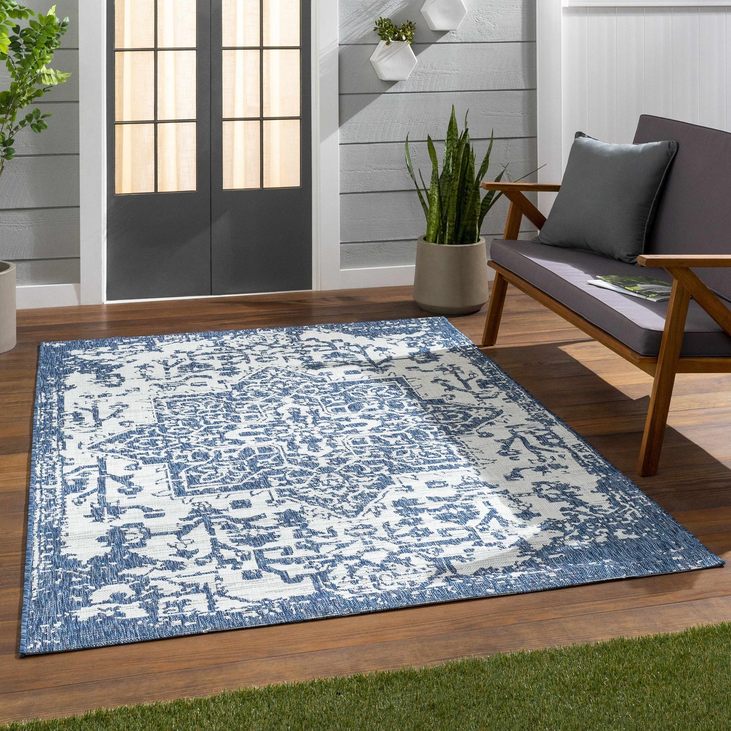 Dark Blue Kilmacolm Indoor & Outdoor Area Rug - Clearance