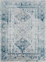 Detailed view of the Inkom Area Rug, featuring a traditional blue and light gray oriental pattern. Design-Rectangle-810