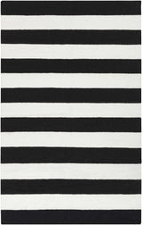 Ingersoll Black&White Striped Wool Rug - Clearance