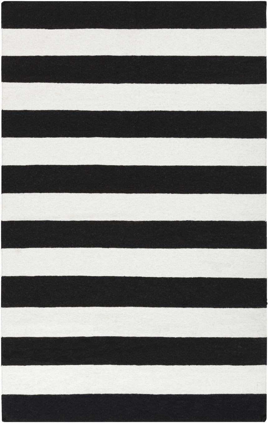 Ingersoll Black&White Striped Wool Rug - Clearance