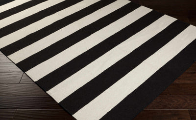 Ingersoll Black&White Striped Wool Rug - Clearance