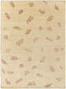 Close-up of Yellow Premium Thick Wool Rug with dark brown abstract floral and seashell-like pattern. Hand-knotted texture. Design-Rectangle-811