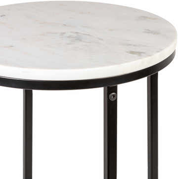 Iris White Marble Black Metal End Table