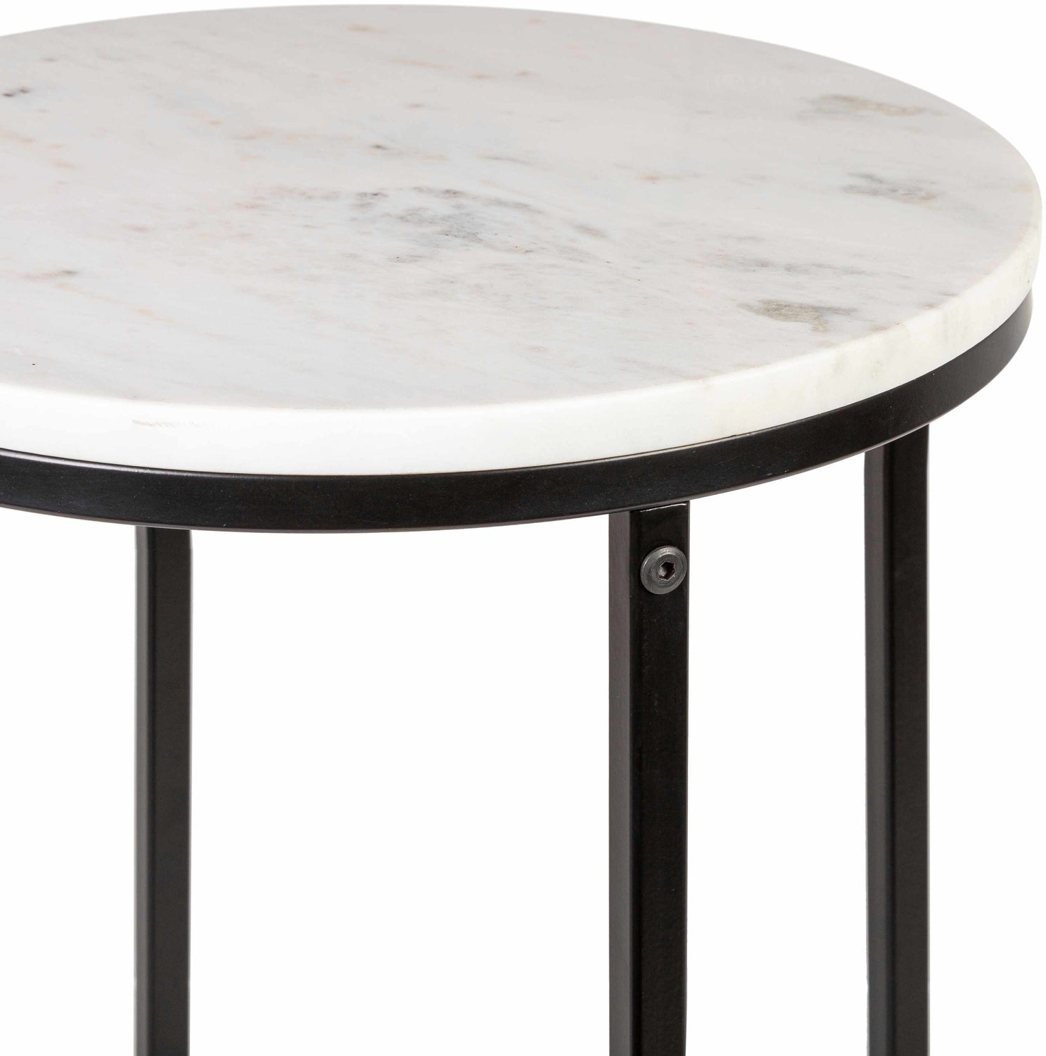 Iris White Marble Black Metal End Table