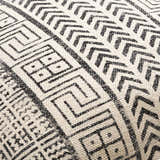 Javira Black Beige Woven Ethnic Baklava Pattern Knitted Fringed Global Bohemian Cotton Waist Cushion - Clearance