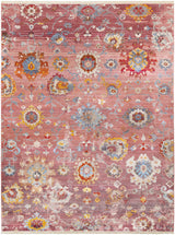 Jemison Red Floral Rug with fringe detail - Clearance