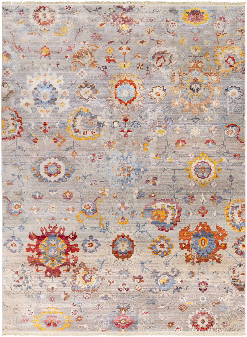 Jetson Floral Rug with Fringes - Clearance