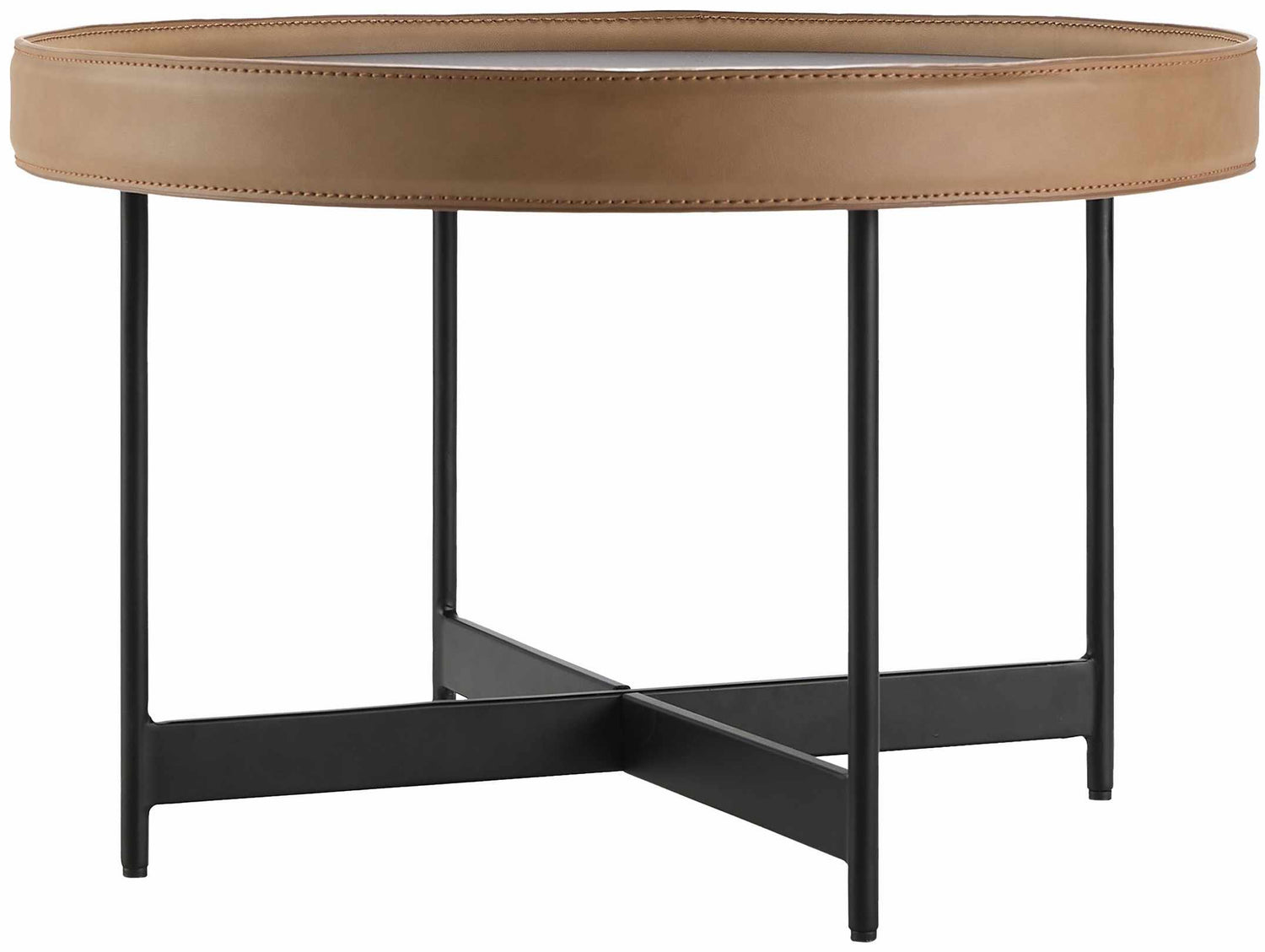 Ottensheim Brown Leather Round Coffee Table