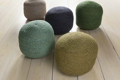 Kaumakani Jute Pouf in Aqua Blue