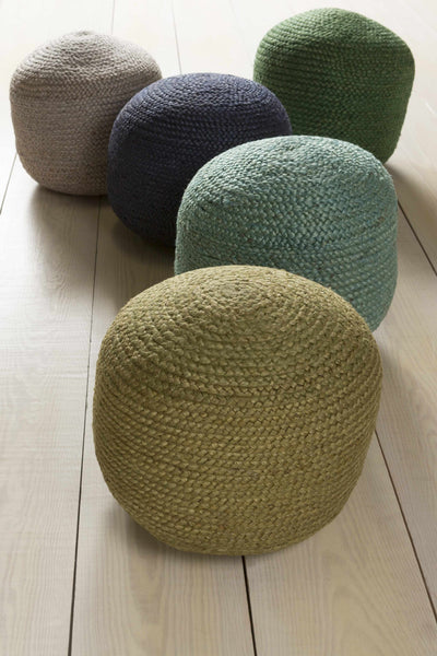 Kaumakani Jute Pouf in Aqua Blue