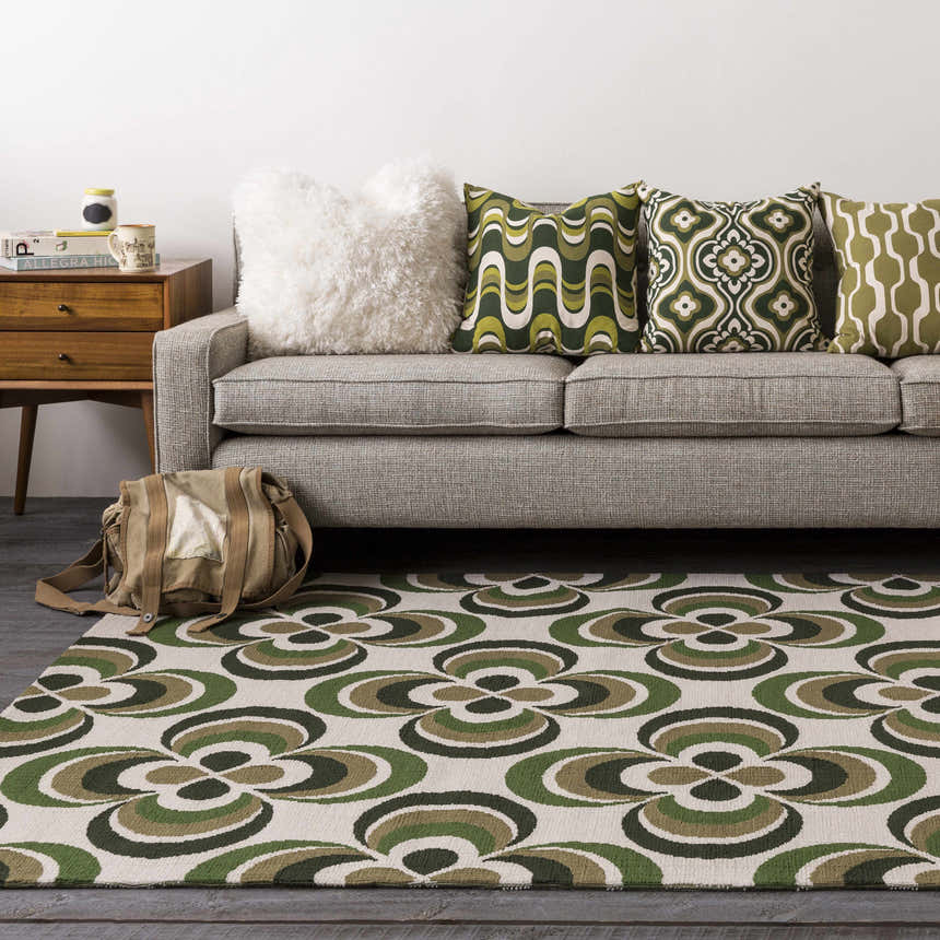 Kinvere Olive Geometric Pattern Pillow - Clearance