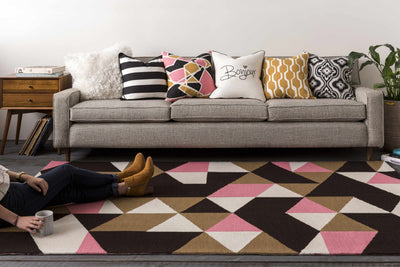 Kilmaurs Pink&Black Geometric Burst Throw Pillow - Clearance