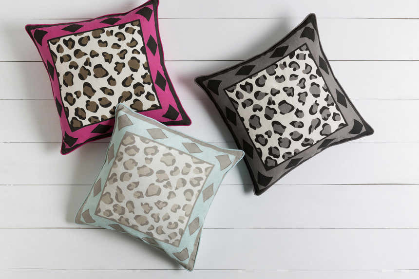 Kids Leopard Print Fuchsia Border Decorative Nursery Throw Pillow - Clearance
