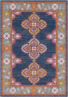 Detailed view of the Kaitlyn Navy Area Rug featuring a bohemian pattern with floral borders. Design-Rectangle-5373