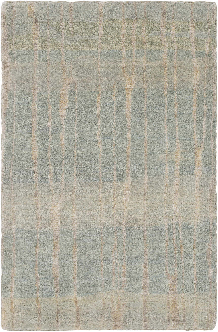 Close-up of the Kalaheo Premium Rug. Sage wool rug with a contemporary design, featuring textured stripes. Hand-knotted. Design-Rectangle-23