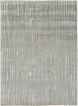 Close-up of the Kalaheo Premium Rug, a hand-knotted wool rug in sage with a contemporary striped pattern. Design-Rectangle-811
