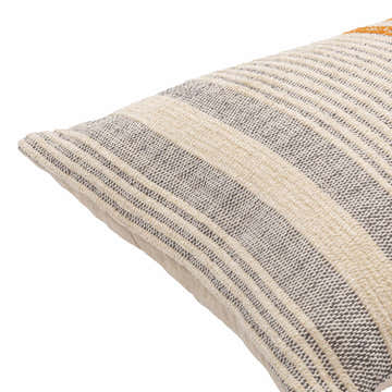 Terrin Orange Cream Woven Vertical Striped Cottage Country Cotton Waist Cushion
