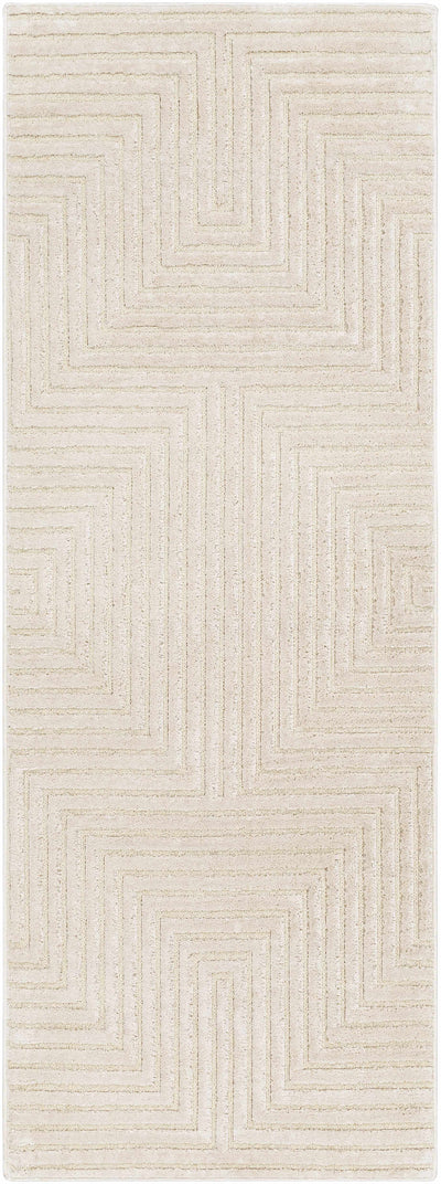 Kaligutan Embossed Cream Viscose&Wool Area Rug