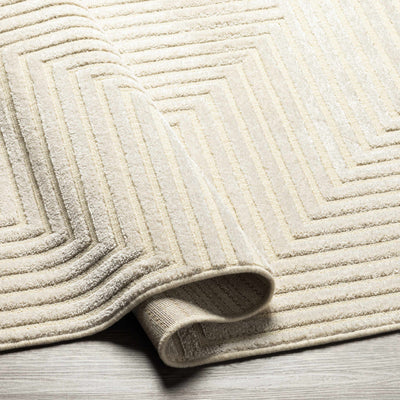 Kaligutan Embossed Cream Viscose&Wool Area Rug