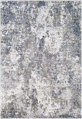 Kanahooka Area Rug, clearance. Contemporary rug with charcoal, dark blue, light beige, light gray, and tan distressed pattern. Design-Rectangle-573