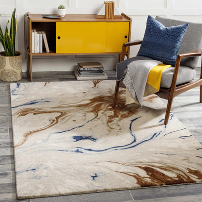 Kapingkong Tan Marble Rug - Viscose&Wool