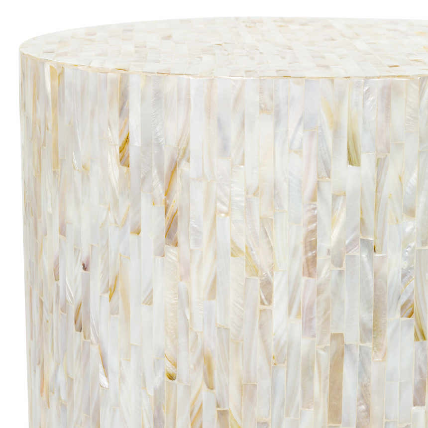 Katico Ivory Mosaic Cylinder End Table