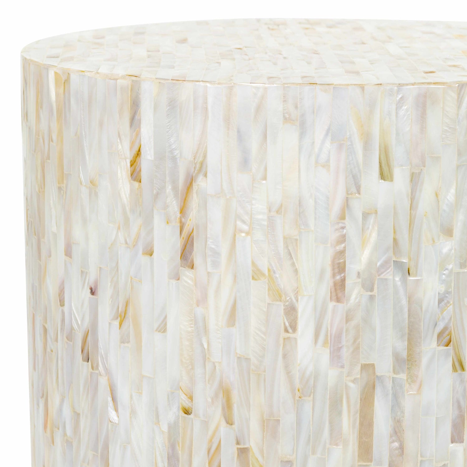 Katico Ivory Mosaic Cylinder End Table