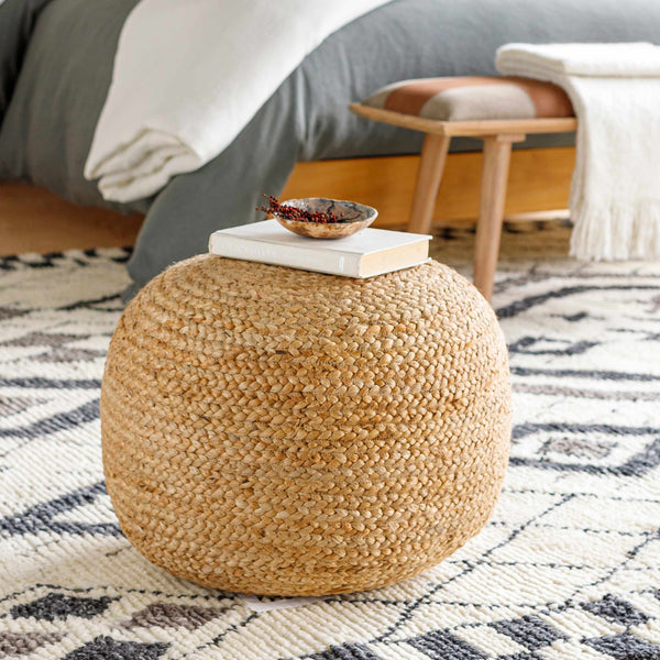 Kaumakani Knitted Jute Round Pouf