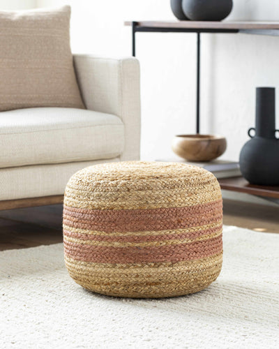 Kanashevo Handwoven Gray Cotton Pouf